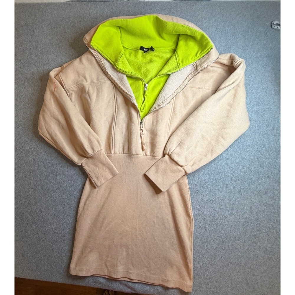 Missguided Layered Hoodie Sweatshirt Mini Dress Peach Neon Womens 4